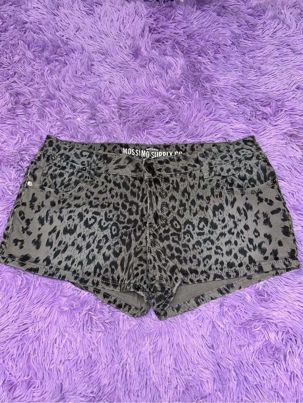 Mossimo Supply Co. Black Leopard Print Denim Shorts